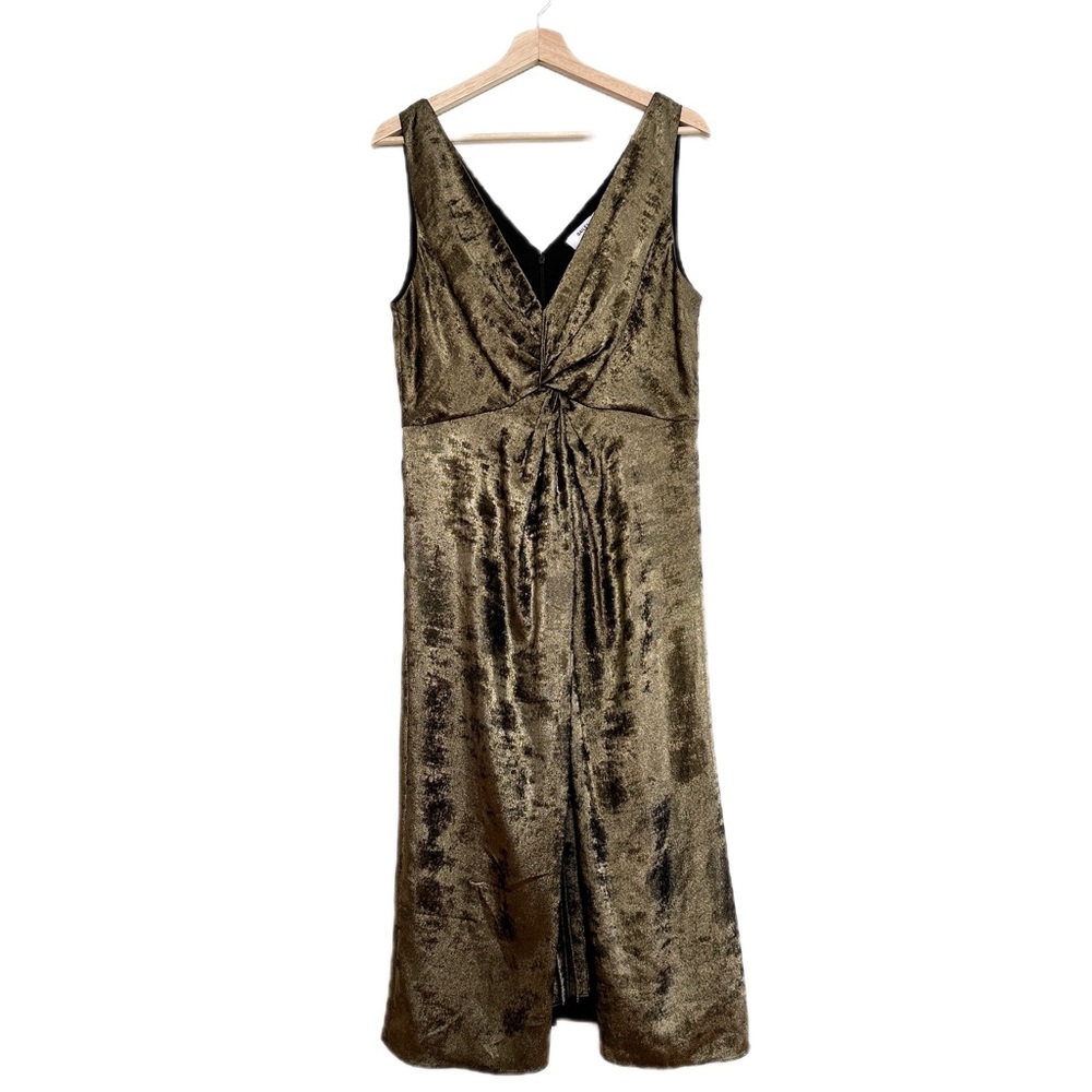 Bailey 44 Gold A-Line Twist Front Dress Size 12 USA Made